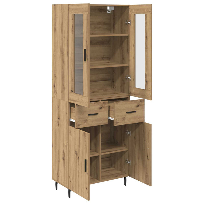 Bufet 2 pcs Stejar Artizanal Lemn Stratificat și Sticlă - WALTI WALTI