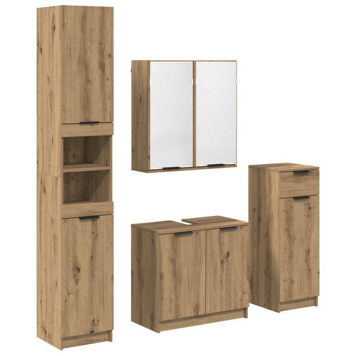 Set de mobilier pentru baie cu sertar 4 pcs Stejar Artizanal WALTI