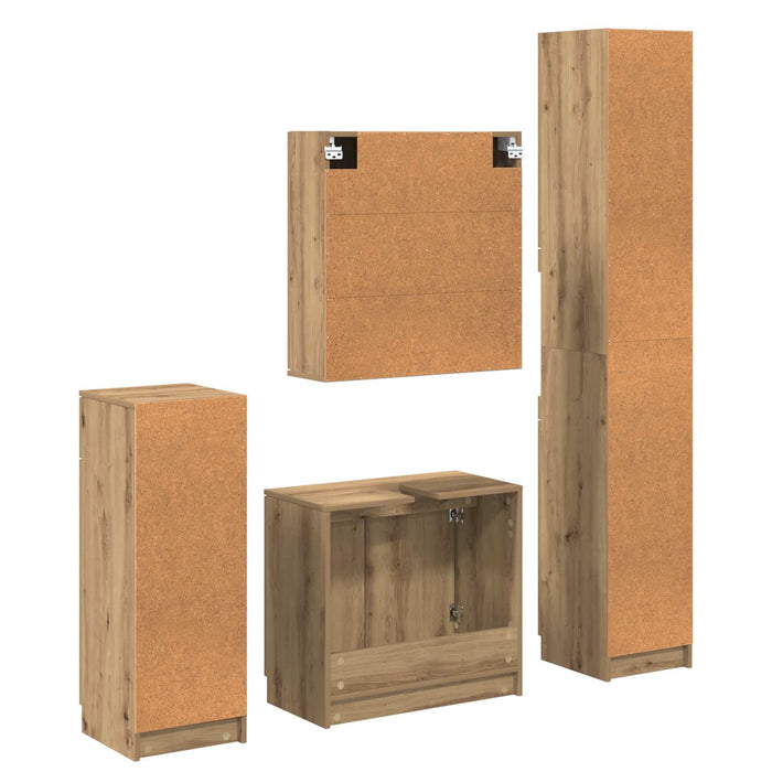 Set de mobilier pentru baie cu sertar 4 pcs Stejar Artizanal WALTI