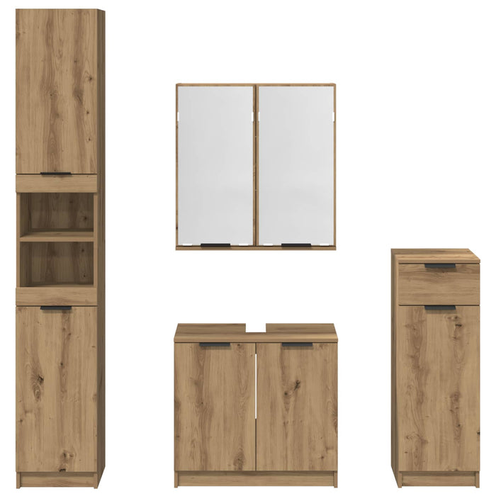 Set de mobilier pentru baie cu sertar 4 pcs Stejar Artizanal WALTI