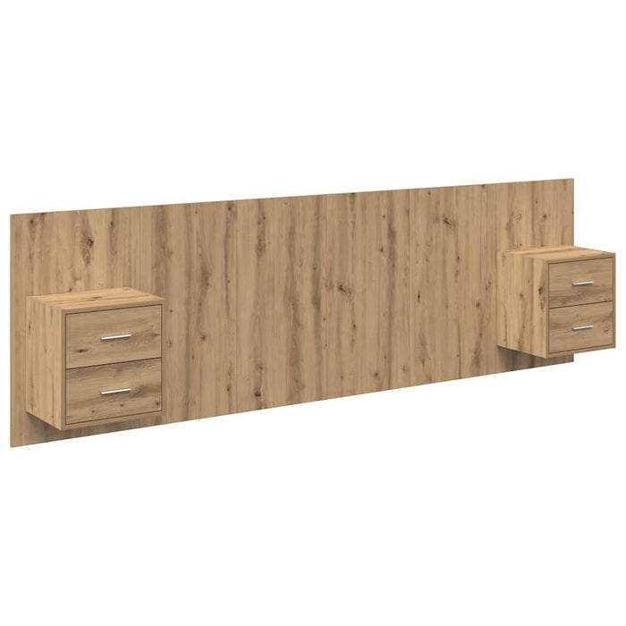 Tăblie cu Noptieră 3 pcs Stejar Artizanal Lemn compozit - WALTI WALTI