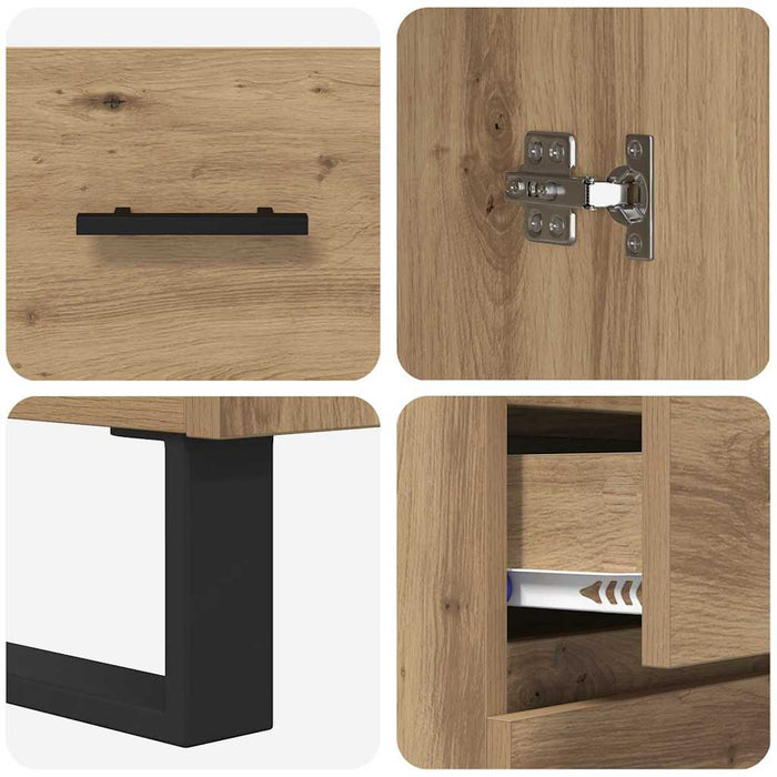 Bufet 2 pcs Stejar Artizanal Lemn Stratificat și Sticlă - WALTI WALTI