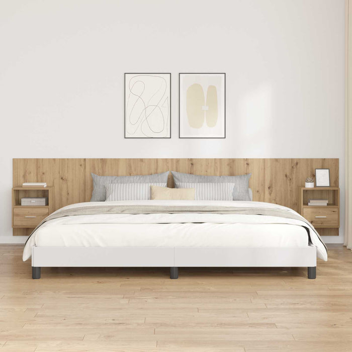 Tăblie cu Noptieră cu raft 3 pcs Stejar Artizanal Lemn compozit - WALTI WALTI