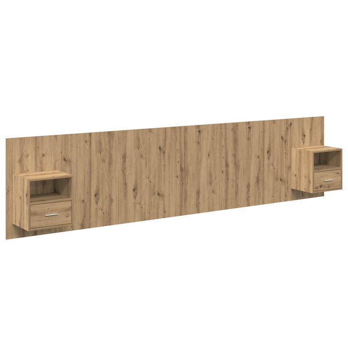 Tăblie cu Noptieră cu raft 3 pcs Stejar Artizanal Lemn compozit - WALTI WALTI