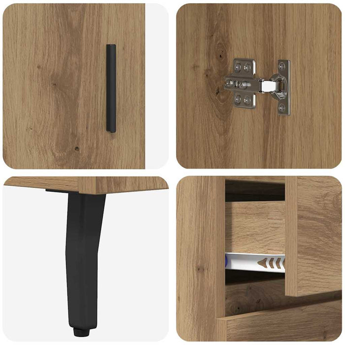 Bufet cu sertar 2 pcs Stejar Artizanal Lemn compozit - WALTI WALTI