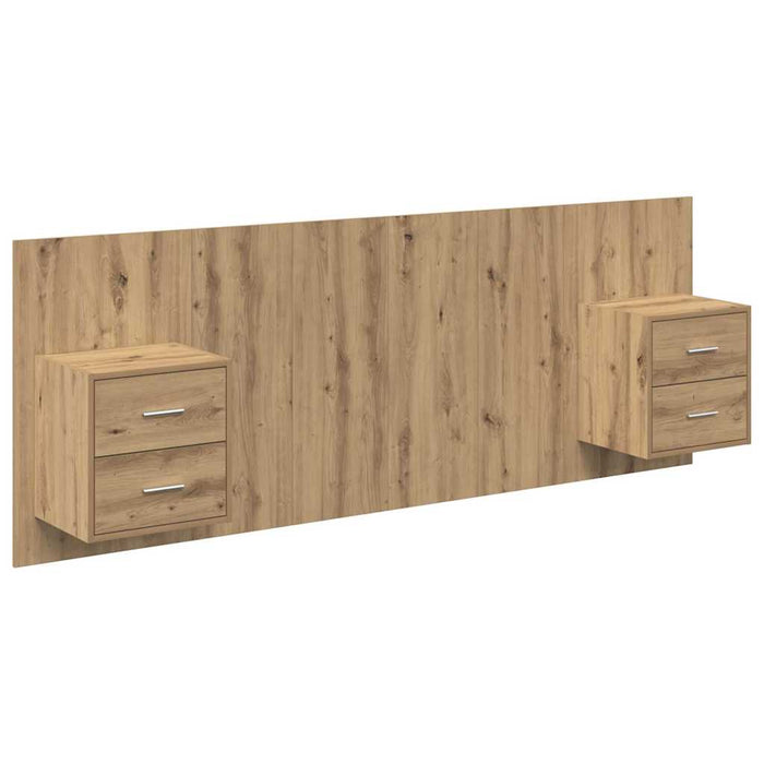 Tăblie cu Noptieră 3 pcs Stejar Artizanal Lemn compozit - WALTI WALTI