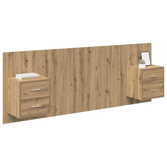 Tăblie cu Noptieră 3 pcs Stejar Artizanal Lemn compozit - WALTI WALTI