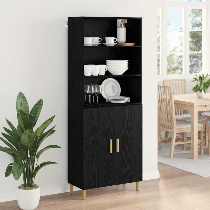 Bufet 2 pcs Stejar Negru 69,5 x 34 x 180 cm Lemn compozit - WALTI WALTI