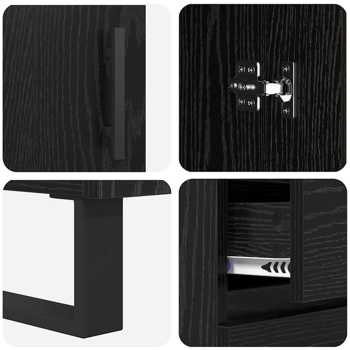 Bufet Pe perete cu sertar 2 pcs Stejar Negru Lemn compozit - WALTI WALTI