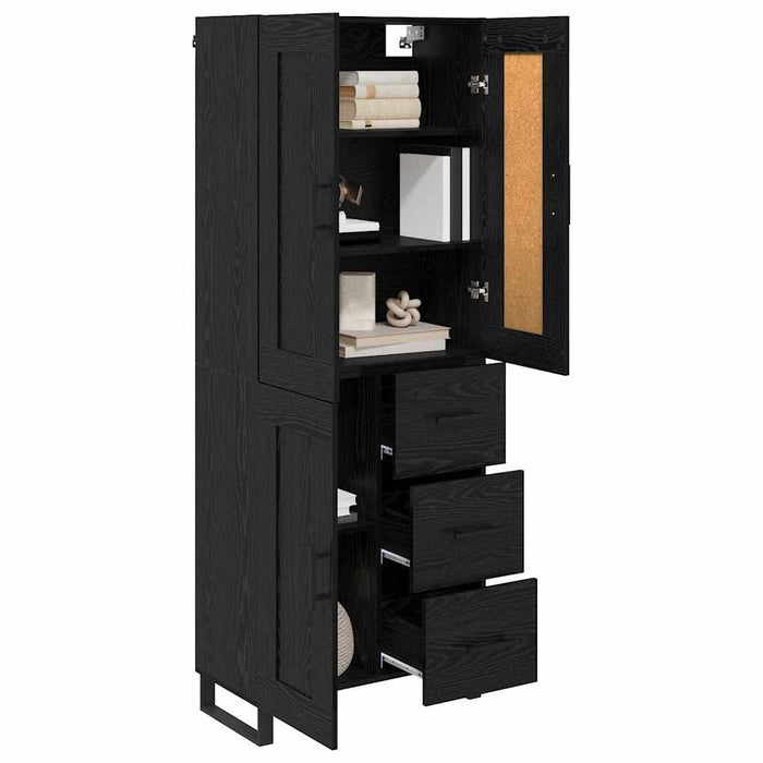Bufet Pe perete cu sertar 2 pcs Stejar Negru Lemn compozit - WALTI WALTI