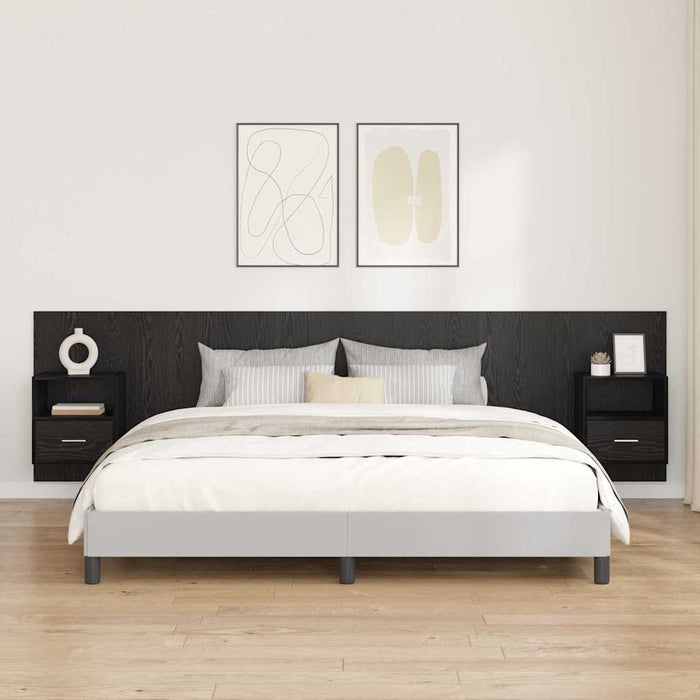 Tăblie cu Noptieră cu sertar 3 pcs Stejar Negru Lemn compozit - WALTI WALTI