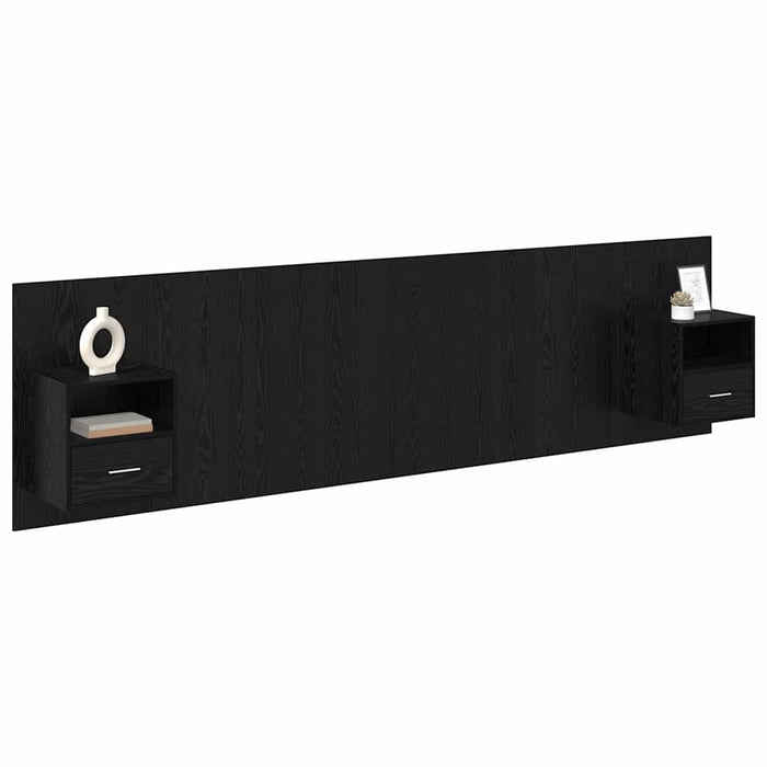Tăblie cu Noptieră cu sertar 3 pcs Stejar Negru Lemn compozit - WALTI WALTI