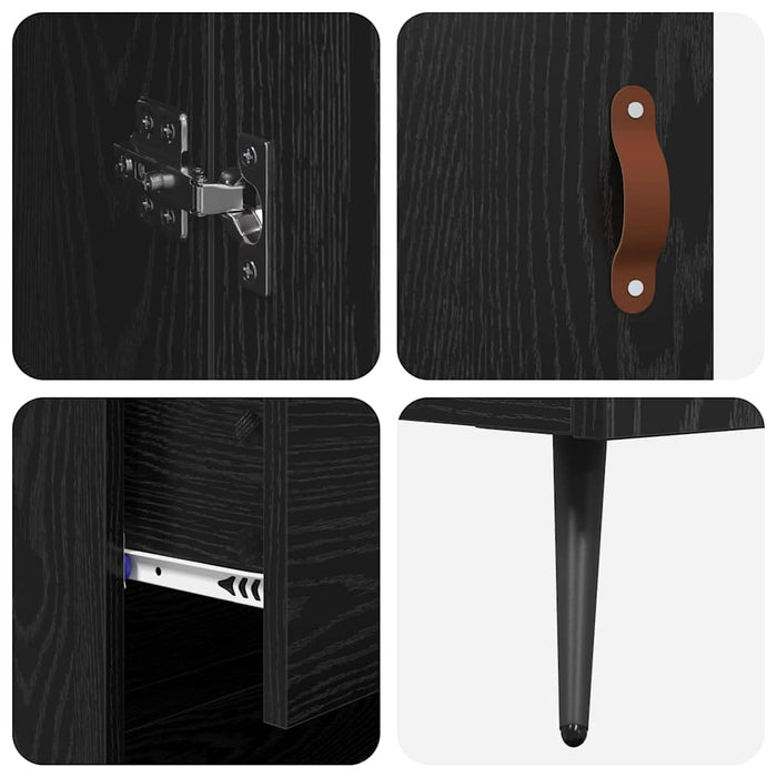 Cabinet înalt cu raft 2 pcs Stejar Negru Lemn compozit - WALTI WALTI