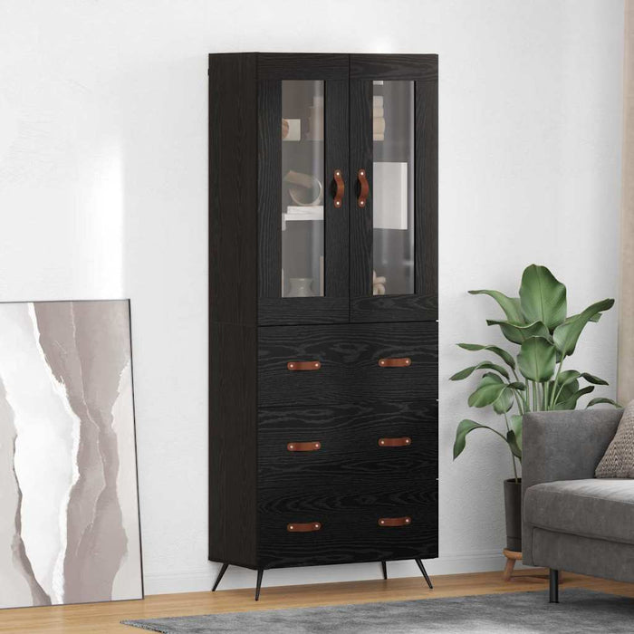 Cabinet înalt cu raft 2 pcs Stejar Negru Lemn compozit - WALTI WALTI