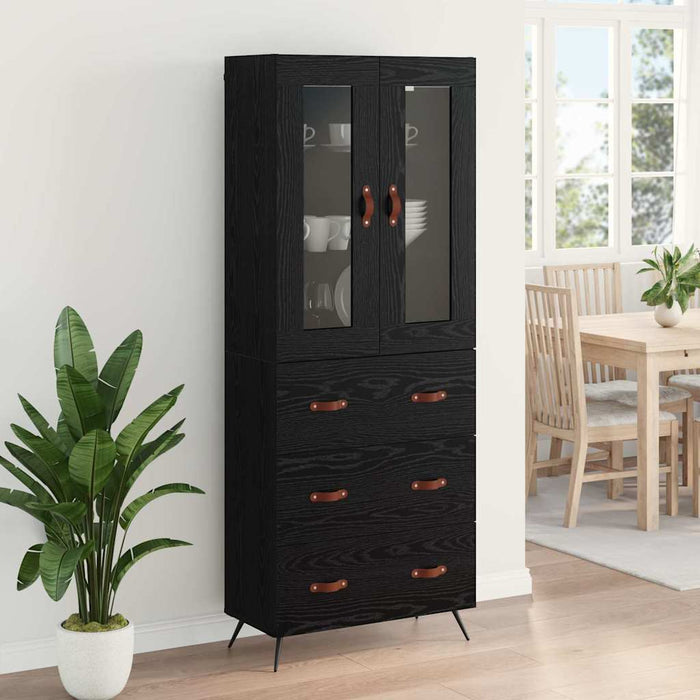 Cabinet înalt cu raft 2 pcs Stejar Negru Lemn compozit - WALTI WALTI
