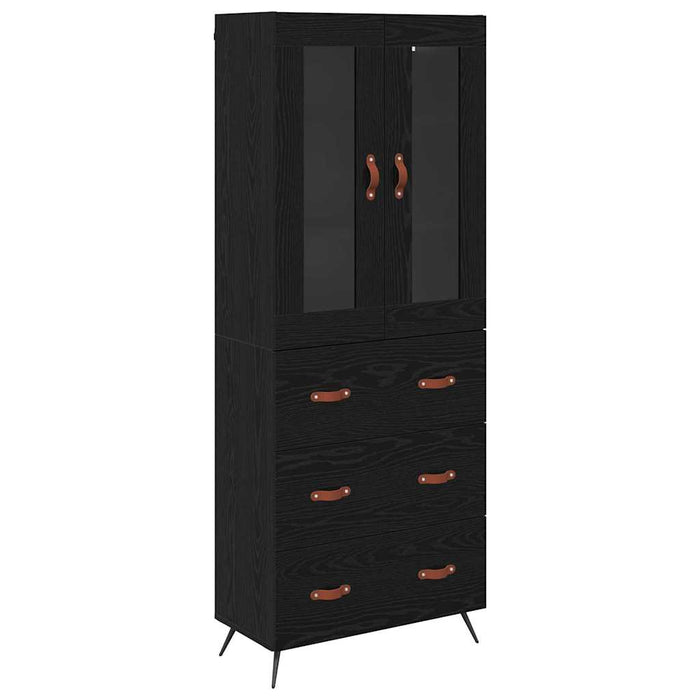 Cabinet înalt cu raft 2 pcs Stejar Negru Lemn compozit - WALTI WALTI
