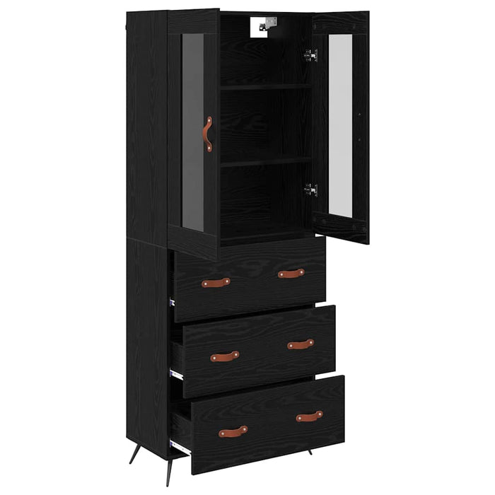 Cabinet înalt cu raft 2 pcs Stejar Negru Lemn compozit - WALTI WALTI