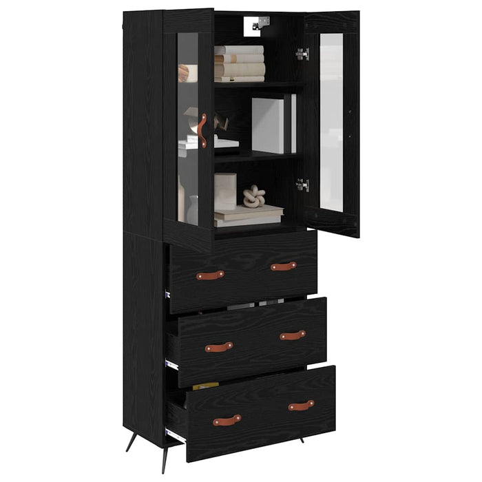 Cabinet înalt cu raft 2 pcs Stejar Negru Lemn compozit - WALTI WALTI