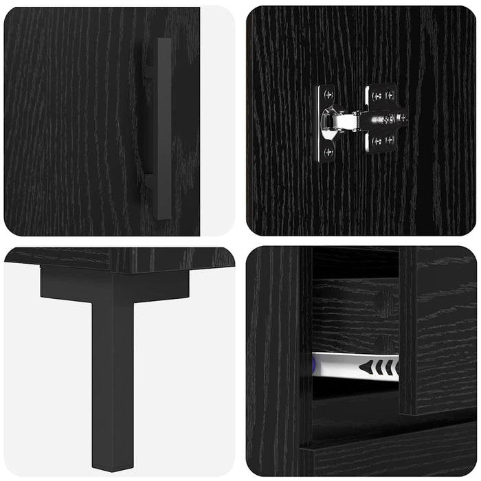 Bufet Pe perete cu sertar 2 pcs Stejar Negru Lemn compozit - WALTI WALTI