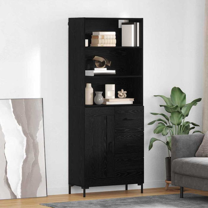 Bufet Pe perete cu sertar 2 pcs Stejar Negru Lemn compozit - WALTI WALTI