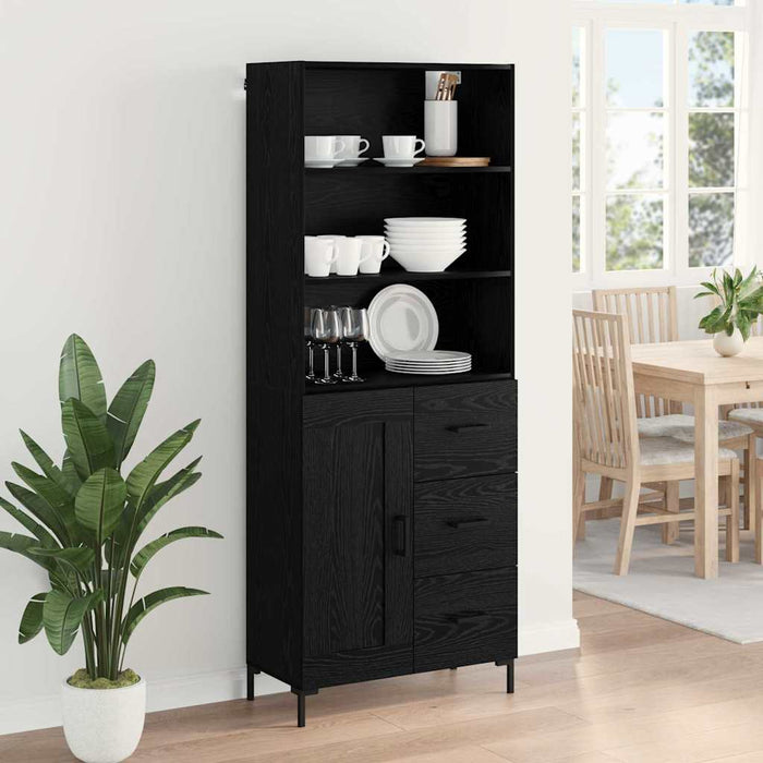 Bufet Pe perete cu sertar 2 pcs Stejar Negru Lemn compozit - WALTI WALTI