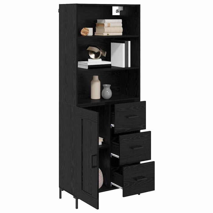 Bufet Pe perete cu sertar 2 pcs Stejar Negru Lemn compozit - WALTI WALTI