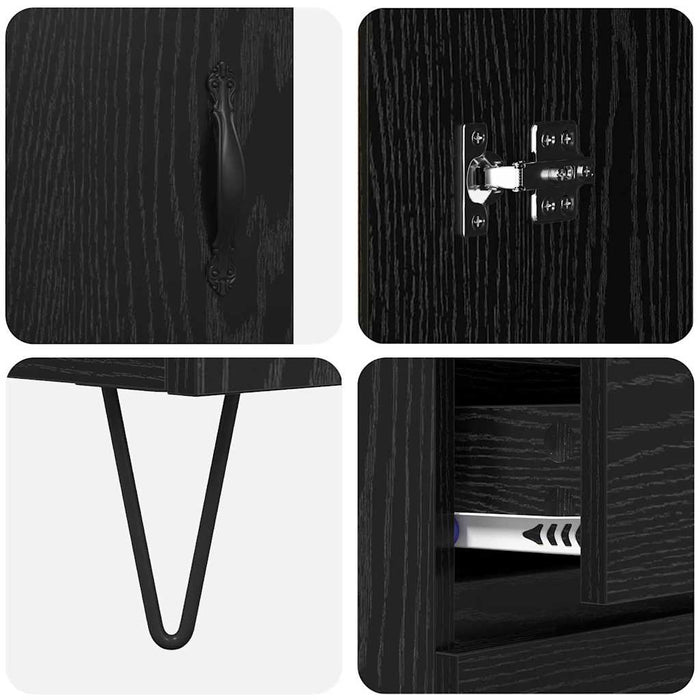 Bufet Pe perete cu sertar 2 pcs Stejar Negru Lemn compozit - WALTI WALTI