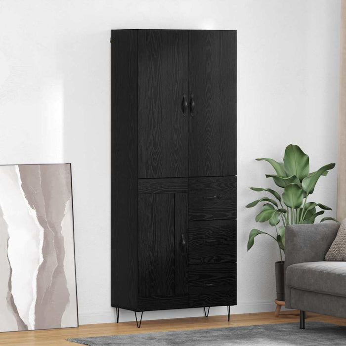 Bufet Pe perete cu sertar 2 pcs Stejar Negru Lemn compozit - WALTI WALTI