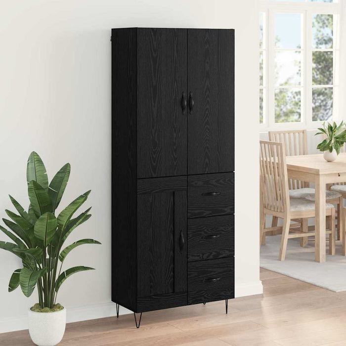 Bufet Pe perete cu sertar 2 pcs Stejar Negru Lemn compozit - WALTI WALTI
