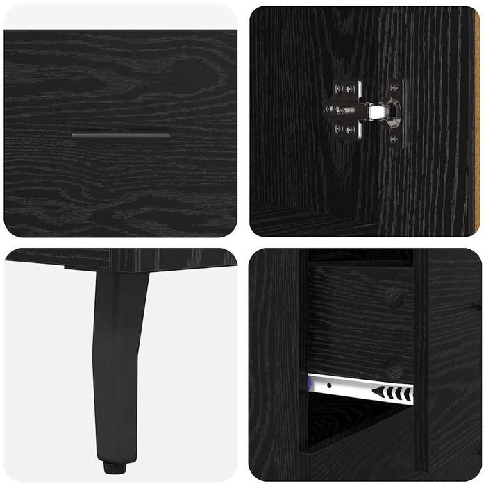 Bufet 2 pcs Stejar Negru 69,5 x 34 x 180 cm Lemn compozit - WALTI WALTI
