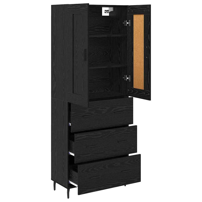 Bufet 2 pcs Stejar Negru 69,5 x 34 x 180 cm Lemn compozit - WALTI WALTI