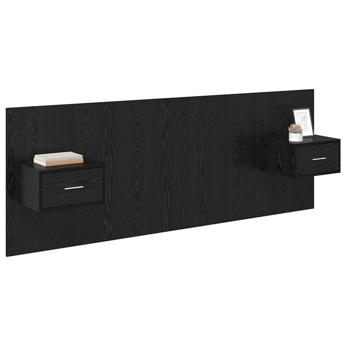 Tăblie cu Noptieră cu sertar 3 pcs Stejar Negru Lemn compozit - WALTI WALTI