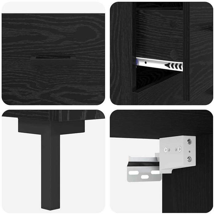 Bufet Pe perete cu sertar 2 pcs Stejar Negru Lemn compozit - WALTI WALTI