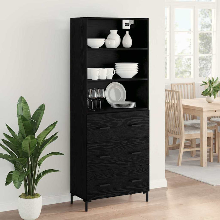Bufet Pe perete cu sertar 2 pcs Stejar Negru Lemn compozit - WALTI WALTI