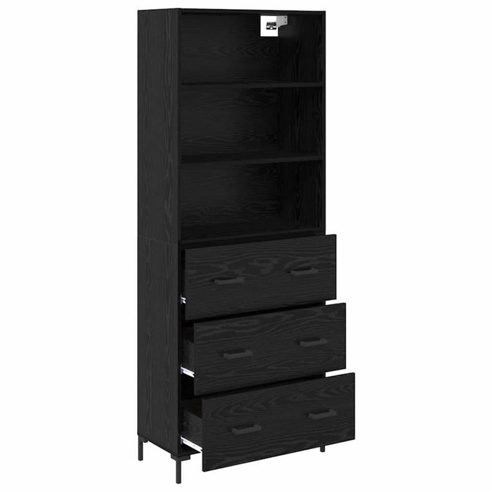 Bufet Pe perete cu sertar 2 pcs Stejar Negru Lemn compozit - WALTI WALTI