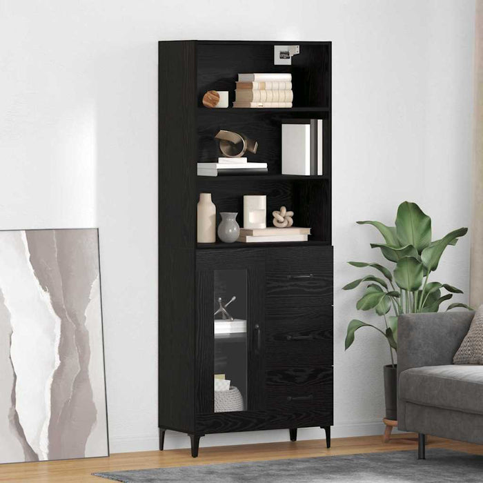 Bufet Pe perete cu sertar 2 pcs Stejar Negru Lemn compozit - WALTI WALTI