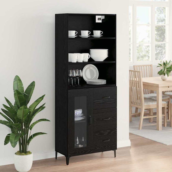 Bufet Pe perete cu sertar 2 pcs Stejar Negru Lemn compozit - WALTI WALTI