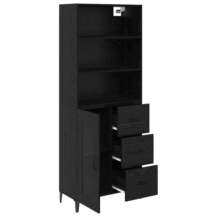 Bufet Pe perete cu sertar 2 pcs Stejar Negru Lemn compozit - WALTI WALTI