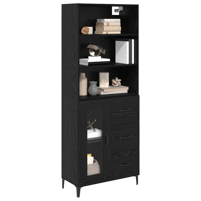 Bufet Pe perete cu sertar 2 pcs Stejar Negru Lemn compozit - WALTI WALTI