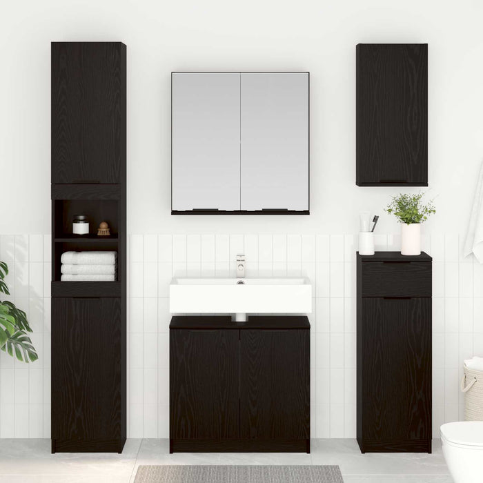 Set de mobilier pentru baie 3 pcs Stejar Negru Lemn compozit - WALTI WALTI