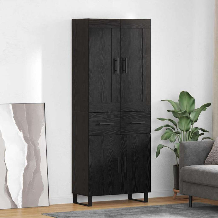 Bufet Pe perete cu sertar 2 pcs Stejar Negru Lemn compozit - WALTI WALTI