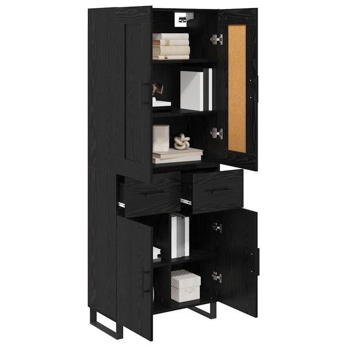 Bufet Pe perete cu sertar 2 pcs Stejar Negru Lemn compozit - WALTI WALTI