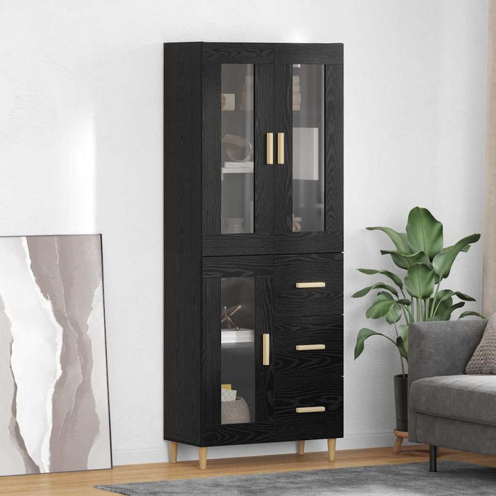 Bufet Pe perete cu sertar 2 pcs Stejar Negru Lemn compozit - WALTI WALTI