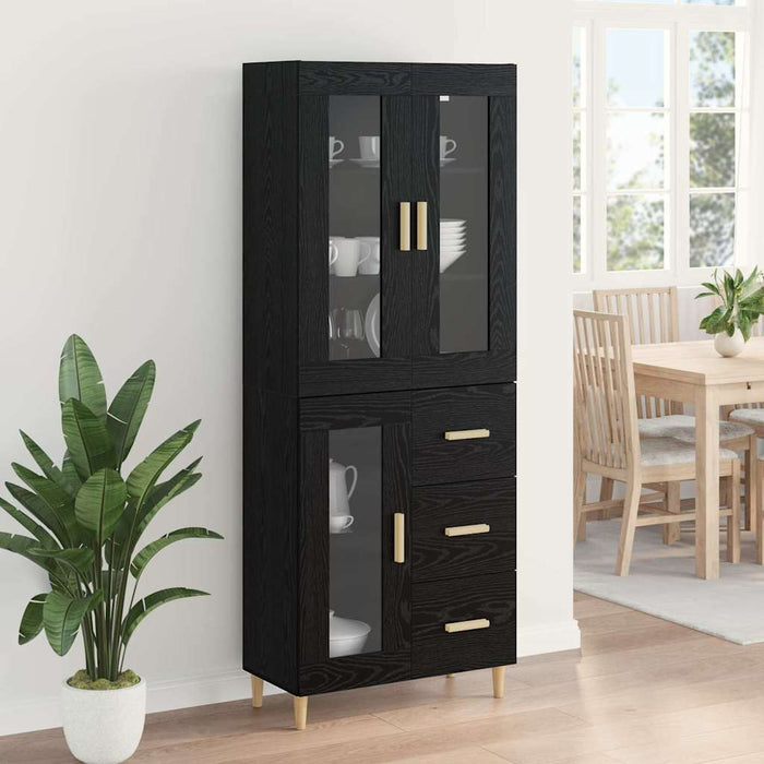 Bufet Pe perete cu sertar 2 pcs Stejar Negru Lemn compozit - WALTI WALTI