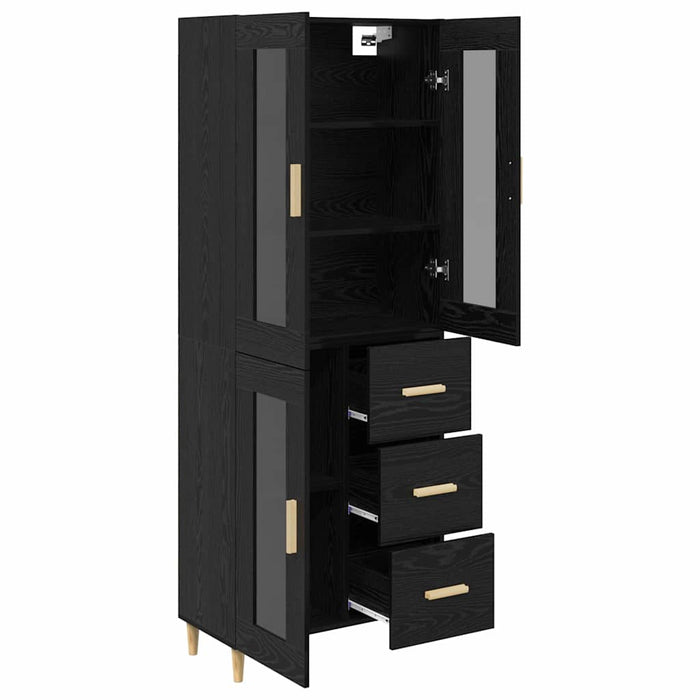 Bufet Pe perete cu sertar 2 pcs Stejar Negru Lemn compozit - WALTI WALTI