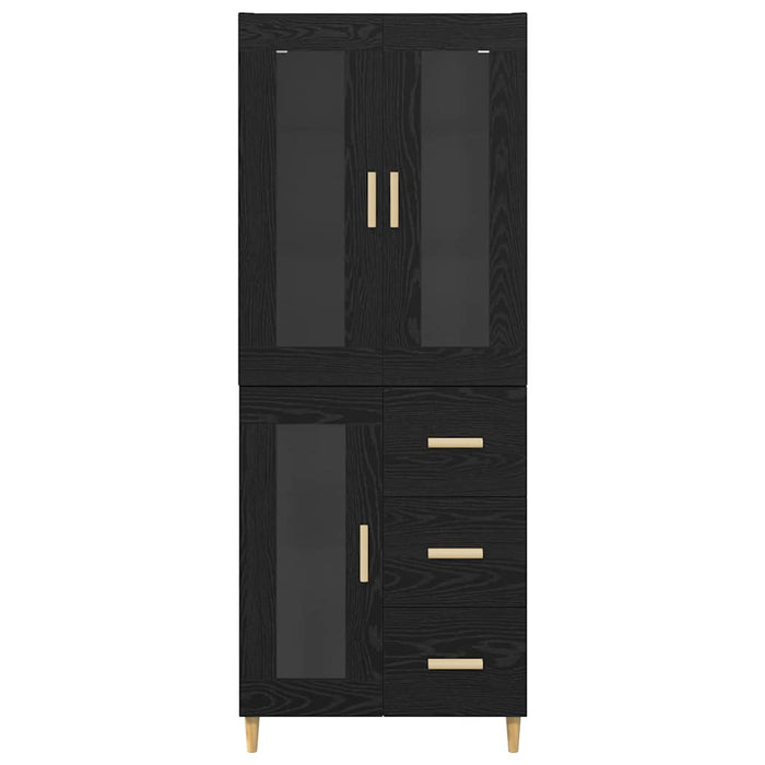 Bufet Pe perete cu sertar 2 pcs Stejar Negru Lemn compozit - WALTI WALTI