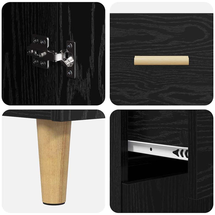 Bufet Pe perete cu sertar 2 pcs Stejar Negru Lemn compozit - WALTI WALTI
