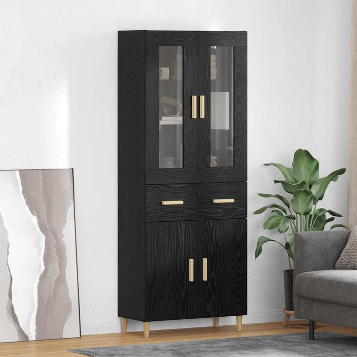 Bufet Pe perete cu sertar 2 pcs Stejar Negru Lemn compozit - WALTI WALTI