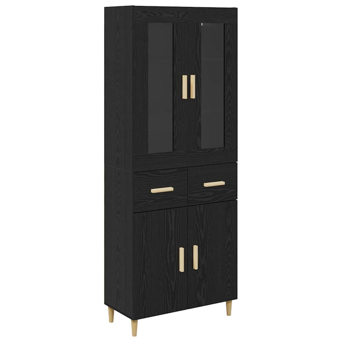 Bufet Pe perete cu sertar 2 pcs Stejar Negru Lemn compozit - WALTI WALTI