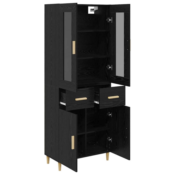 Bufet Pe perete cu sertar 2 pcs Stejar Negru Lemn compozit - WALTI WALTI